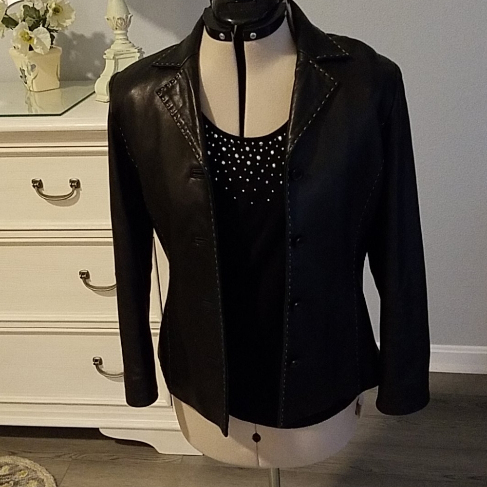 Black leather blazer